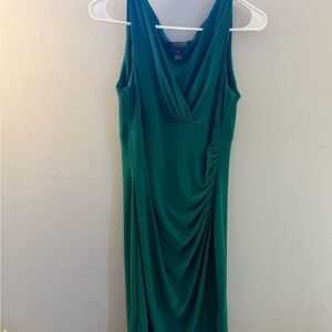 Ralph Lauren Green Draped Sleeveless Dress (Size 8)